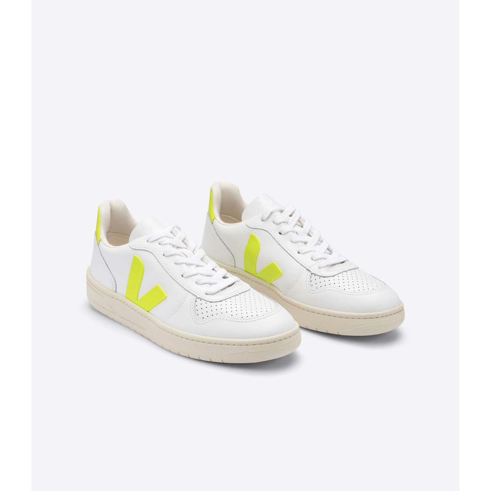 Veja V-10 LEATHER Joggesko Dame White/Mint | NO 647HAP